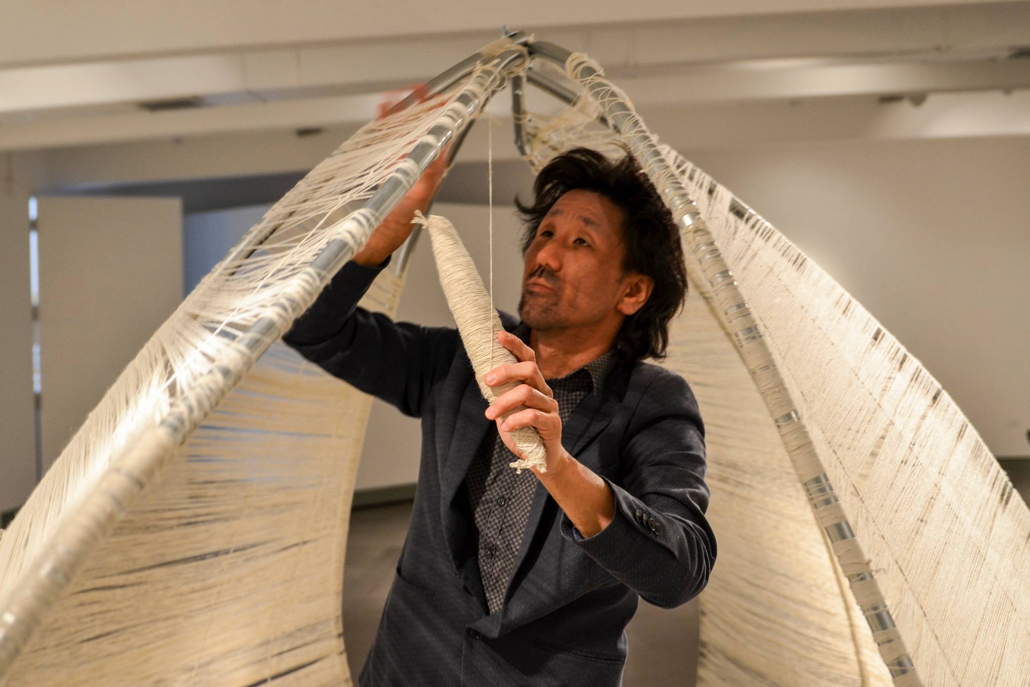 International artist Shinpei Takeda is an artist in residence at San Diego Mesa College this month as he works on his installation and performing art piece ‘Fobia’ in the Art Gallery, located in D-101. 