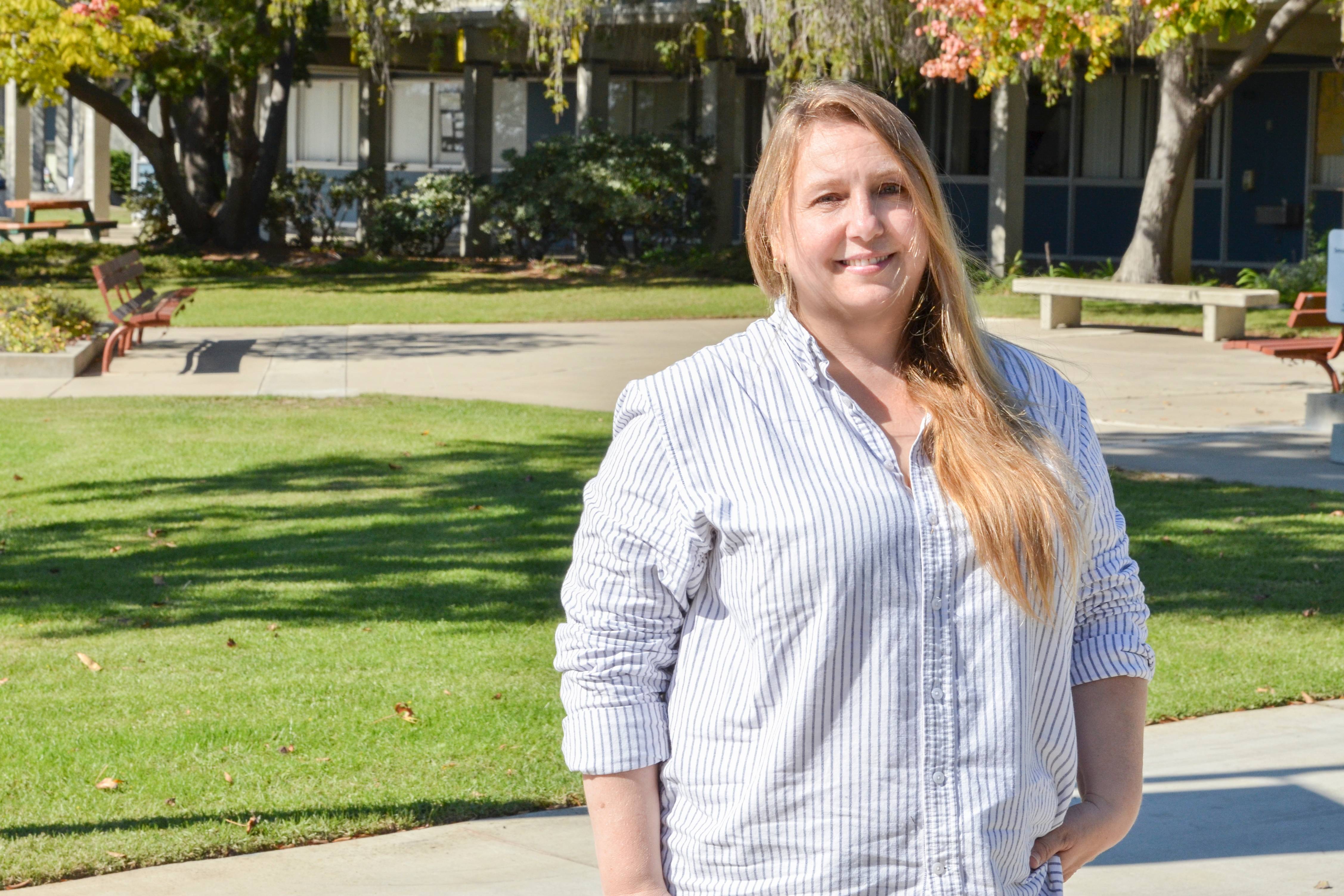 Following in the footsteps of her father and cousins, San Diego Mesa College student Janet Langrehr joined the U.S. Marine Corps in 1985, 29 years before stepping onto campus as a student.