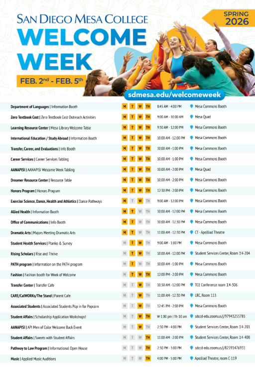 Download Welcome Week Schedule